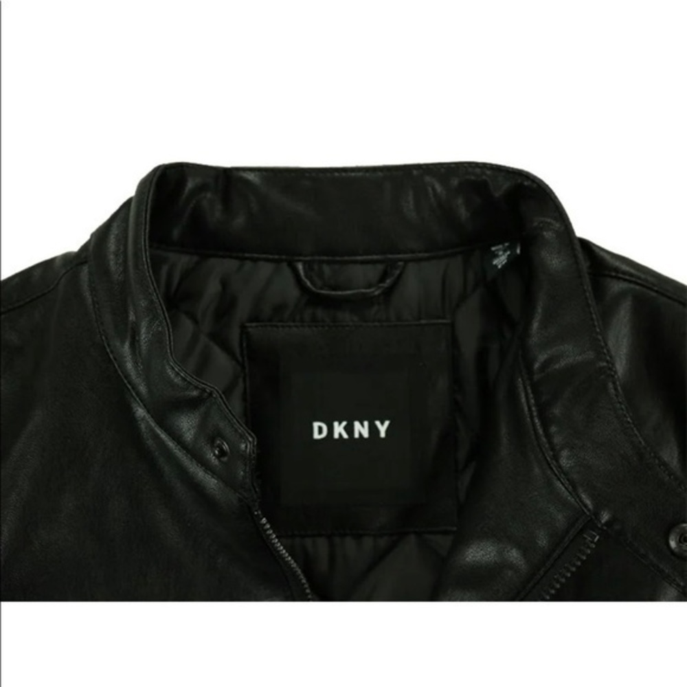 NWT DKNY Faux Leather Stand Collar Jacket - Picture 5 of 5